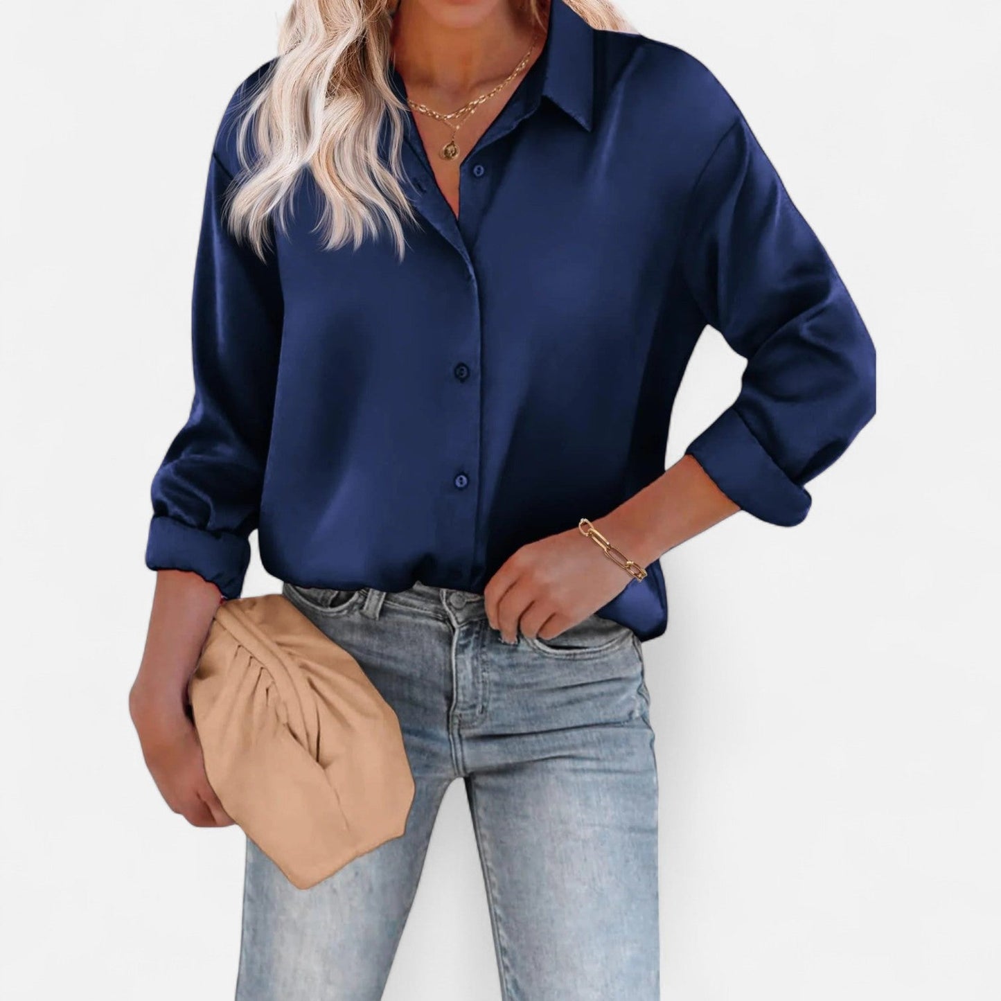 Blusa de Mujer con Cuello Clásico y Silueta Fluida – Elegancia Atemporal, Comodidad Sofisticada