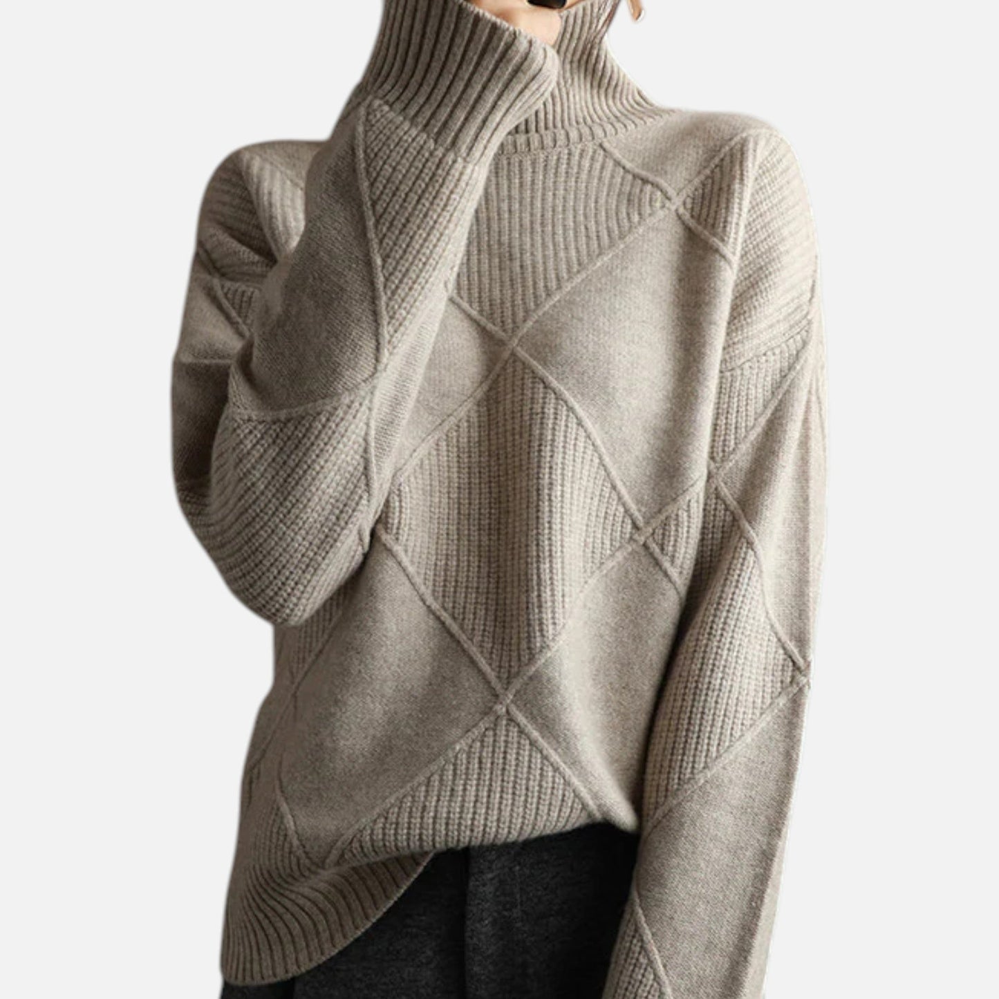 Suéter Mujer Cachemira Cuello Alto Envolvente